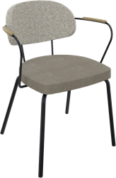 Rondo 4-poots met armleggers, metaal Ø 21/12 mm, lage rug, zithoogte 46 cm