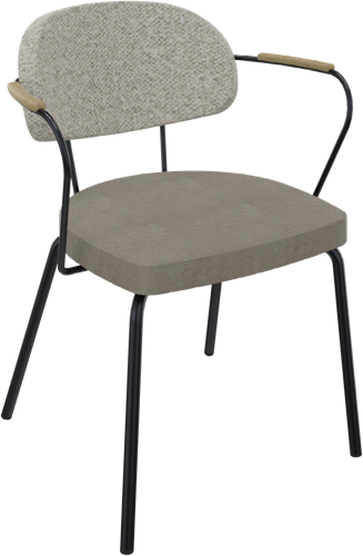 Rondo 4-poots met armleggers, metaal Ø 21/12 mm, lage rug, zithoogte 46 cm