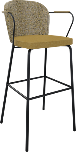 Rondo 4-poots met armleggers, metaal Ø 21/12 mm, hoge rug, zithoogte 82 cm