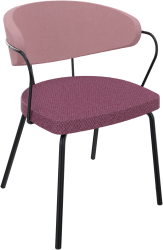 Rondo 4-poots met armleuning, metaal Ø 21/12 mm, lage kuiprug, zithoogte 46 cm