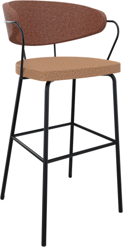 Rondo 4-poots met armleuning, metaal Ø 21/12 mm, lage kuiprug, zithoogte 82 cm