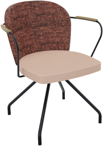 Rondo 4-teens met armleggers, metaal Ø 21/12 mm, hoge rug, zithoogte 46 cm