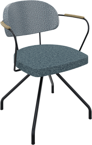 Rondo 4-teens met armleggers, metaal Ø 21/12 mm, lage rug, zithoogte 46 cm