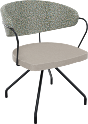 Rondo 4-teens met armleuning, metaal Ø 21/12 mm, lage kuiprug, zithoogte 46 cm