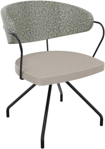 Rondo 4-teens met armleuning, metaal Ø 21/12 mm, lage kuiprug, zithoogte 46 cm