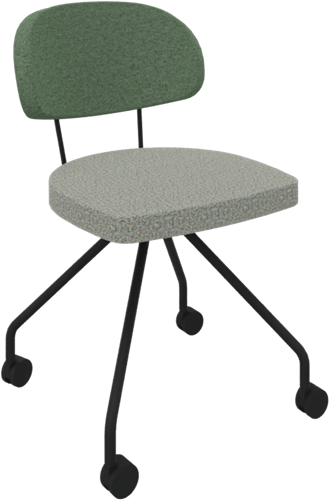 Rondo 4-teens metaal Ø 21/12 mm, verrijdbaar, lage rug, zithoogte 46 cm