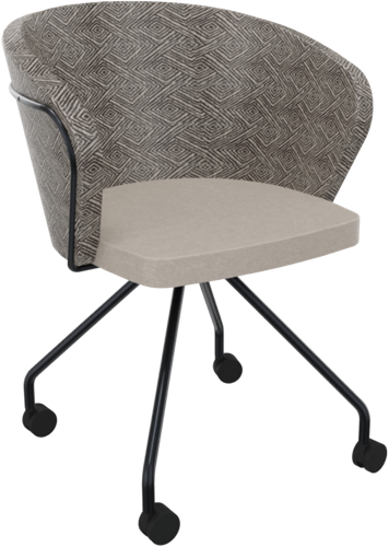 Rondo 4-teens metaal Ø 21/12 mm, verrijdbaar, hoge brede rug, zithoogte 46 cm