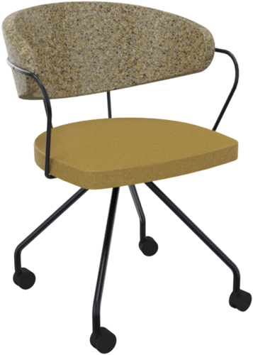 Rondo 4-teens met armleuning, metaal Ø 21/12 mm, verrijdbaar, lage kuiprug, zithoogte 46 cm
