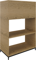 Flexwall plantenbak 3OH op metalen 4-poots sokkel 80 br x 124 hg x 43 dp met 2-vaks volledig open