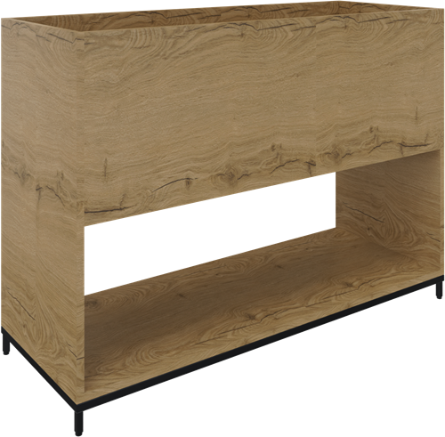 Flexwall plantenbak 2OH op metalen 4-poots sokkel 119 br x 85 hg x 43 dp met 1-vak volledig open