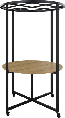 Move Rond bespreek- en lunchtafel met rooster dakelement, blad Ø131 cm, hoogte 90 cm, incl. 4 wielen
