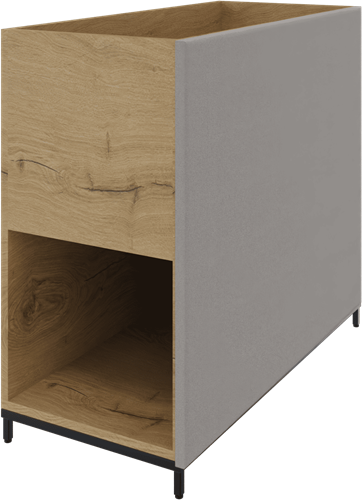 Flexwall akoestisch zijpaneel, 80 hg x 90 dp, 16 mm dikte, buitenzijde gestoffeerd, binnenzijde plaktape