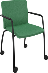 Alfa 4-poots frame met wielen, hoge rug, geheel gestoffeerd, armleuningen met armopdek polyurethaan