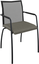 Alfa 4-poots frame, hoge rug met netbespanning, uit voorraad, zitting gestoffeerd, met armopdek