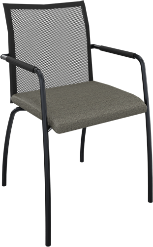 Alfa 4-poots frame, hoge rug met netbespanning, uit voorraad, zitting gestoffeerd, met armopdek