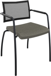 Alfa 4-poots frame, lage rug met netbespanning, uit voorraad, zitting gestoffeerd, met armopdek