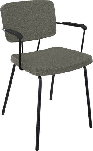 Forza 4-poots met zwarte opdek armleggers, uit voorraad, zithoogte 46 cm, zitting en rug stof 5 cm