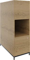 Flexwall plantenkast op 4-poots sokkel 43br x 124hg x 84dp, 1-vak dichte achterzijde, 1x draaideur