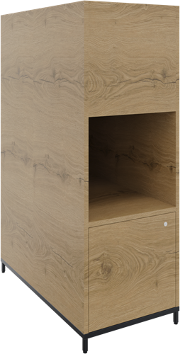 Flexwall plantenkast op 4-poots sokkel 43br x 124hg x 80dp, 1-vak dichte achterzijde, 1x draaideur