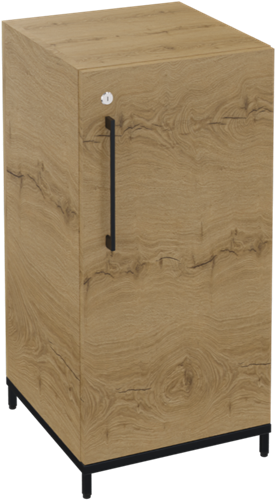 Flexwall kast 2 OH op metalen 4-poots sokkel 41 br x 85 hg x 43 dp met 1 x draaideur en 1 legbord