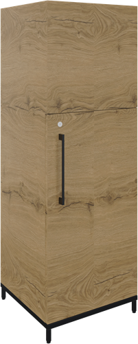 Flexwall plantenkast op 4-poots sokkel 41 br x 124 hg x 43 dp, 2-vaks met 1x draaideur en 1 legbord