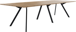 Bridge vergadertafel recht 320 x 120 cm (2x blad 160 x 120 cm) rechthoekige poten vaste hoogte 75 cm
