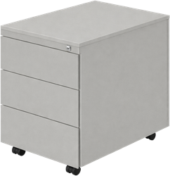 Budget rolblok serie-60, 1 lade met pennenbakje en 2 laden, ZG - Zijdegrijs RAL7044