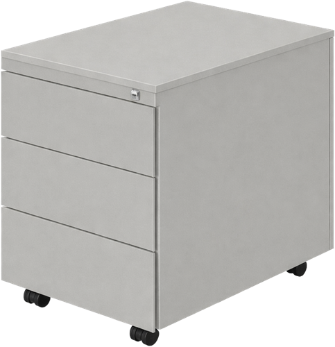 Budget rolblok serie-60, 1 lade met pennenbakje en 2 laden, ZG - Zijdegrijs RAL7044