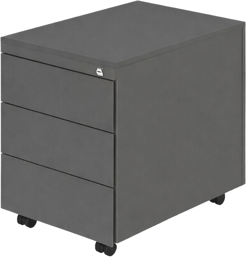 Budget rolblok serie-60, 1 lade met pennenbakje en 2 laden, OG - Ombergrijs RAL7022