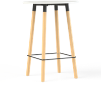 Hoge tafel Huislijn Corner rond 80 cm, massief beuken onderstel, vaste hoogte 110 cm, in diverse uitvoeringen