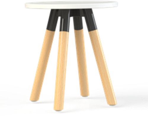 Bijzettafel Huislijn Corner rond, houten frame, vaste hoogte 42 cm, in diverse uitvoeringen en maten