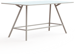 Vergadertafel Huislijn Bridge, recht 240x120cm, blad met afgeronde hoeken, ronde poten, vaste hoogte 110cm, in diverse uitvoeringen