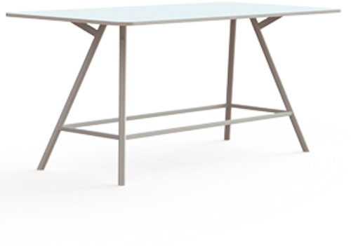 Vergadertafel Huislijn Bridge, recht 240x120cm, blad met afgeronde hoeken, ronde poten, vaste hoogte 110cm, in diverse uitvoeringen