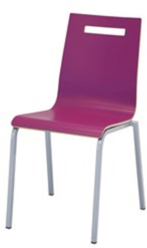 Stoel Oscar 4-poots, vierkant 20x20mm metalen frame, laminaat kuip, stapelbaar, in diverse uitvoeringen