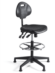 Werkstoel 280 lage zitting PU, voetkruis aluminium