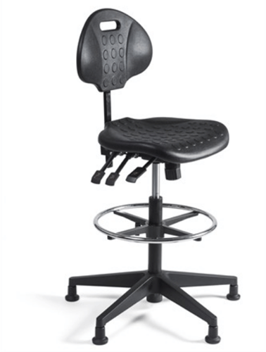 Werkstoel 280 lage zitting PU, voetkruis aluminium