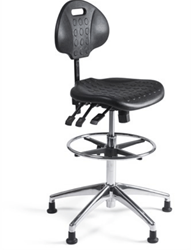 Werkstoel 344 hoge zitting PU, voetkruis aluminium