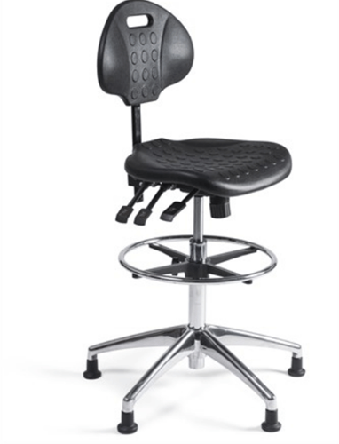 Werkstoel 344 hoge zitting PU, voetkruis aluminium