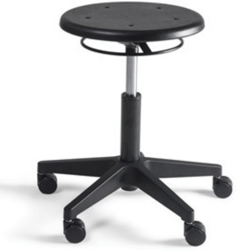 Werkstoel Tabouret 323 zitting PU, voetkruis kunststof