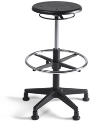 Werkstoel Tabouret 331 hoge zitting PU, voetkruis kunststof