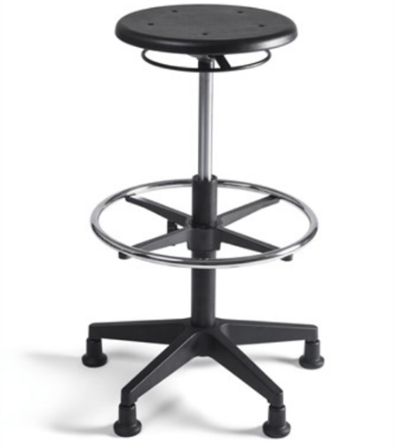 Werkstoel Tabouret 331 hoge zitting PU, voetkruis kunststof