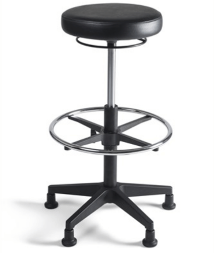 Werkstoel Tabouret 335 hoge zitting PVC, voetkruis kunststof