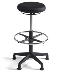 Werkstoel Tabouret 337 hoge zitting stof, voetkruis kunststof