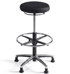 Werkstoel Tabouret 338 hoge zitting stof, voetkruis aluminium