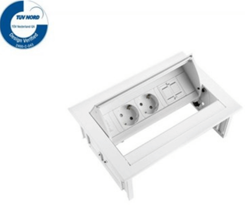Elektrificatie inbouwunit Filex Power Desk In 2x230V - 1x keystone - wit