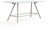 Vergadertafel Huislijn Bridge, recht 240x120cm, blad met afgeronde hoeken, ronde poten, vaste hoogte 110cm, in diverse uitvoeringen