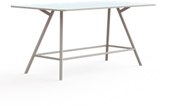 Vergadertafel Huislijn Bridge, recht 240x120cm, blad met afgeronde hoeken, ronde poten, vaste hoogte 110cm, in diverse uitvoeringen