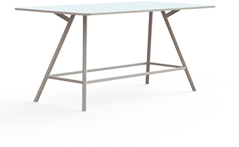 Vergadertafel Huislijn Bridge, recht 240x120cm, blad met afgeronde hoeken, ronde poten, vaste hoogte 110cm, in diverse uitvoeringen