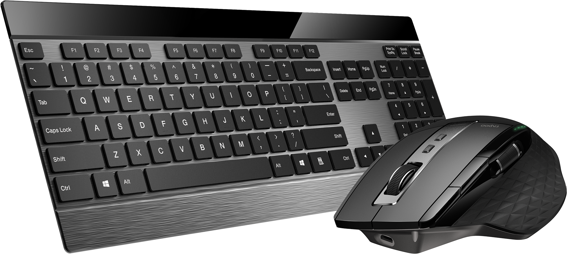 grot Obsessie Groen Toetsenbord + muis Rapoo "9900M" multimodus draadloze ultraslanke desktop  combo set, UI, Zwart DEKAS 2021