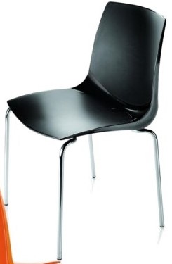 Stoel FP model S85, frame verchroomd, zitschaal polypropyleen zwart, stapelbaar tot 6 stuks